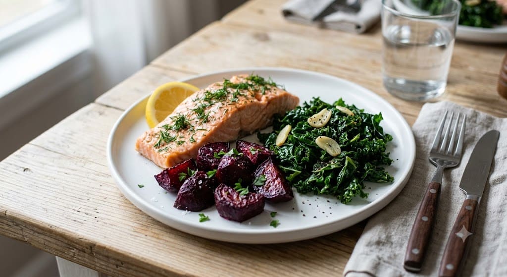 "Sample GERD-friendly dinner using vegetables for acid reflux relief"