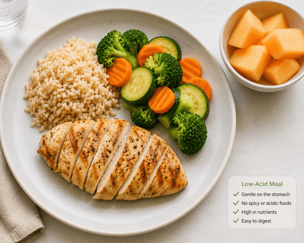 Example low-acid meal suitable for a silent reflux diet