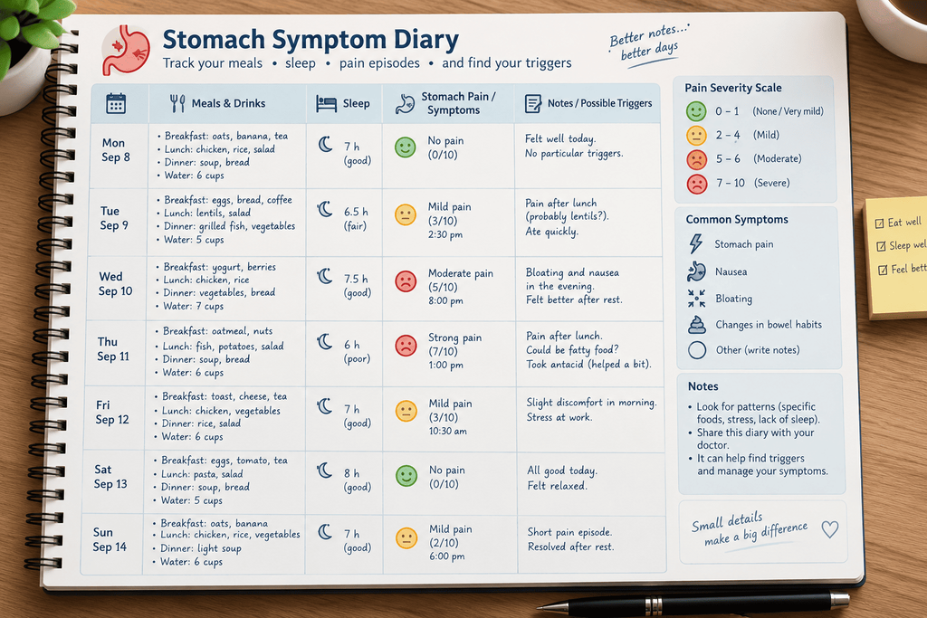 Symptom diary used to track abdominal migraine triggers and attack patterns in adults